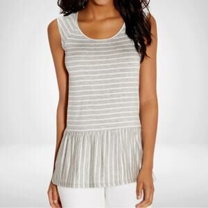 Maurices NWT Neutral Chic Striped Peplum Key Hole Back Top, Size XL